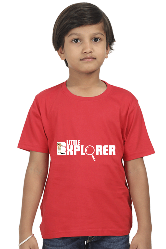 Little Explorer Round Neck Dark Shade T-Shirt for Kids
