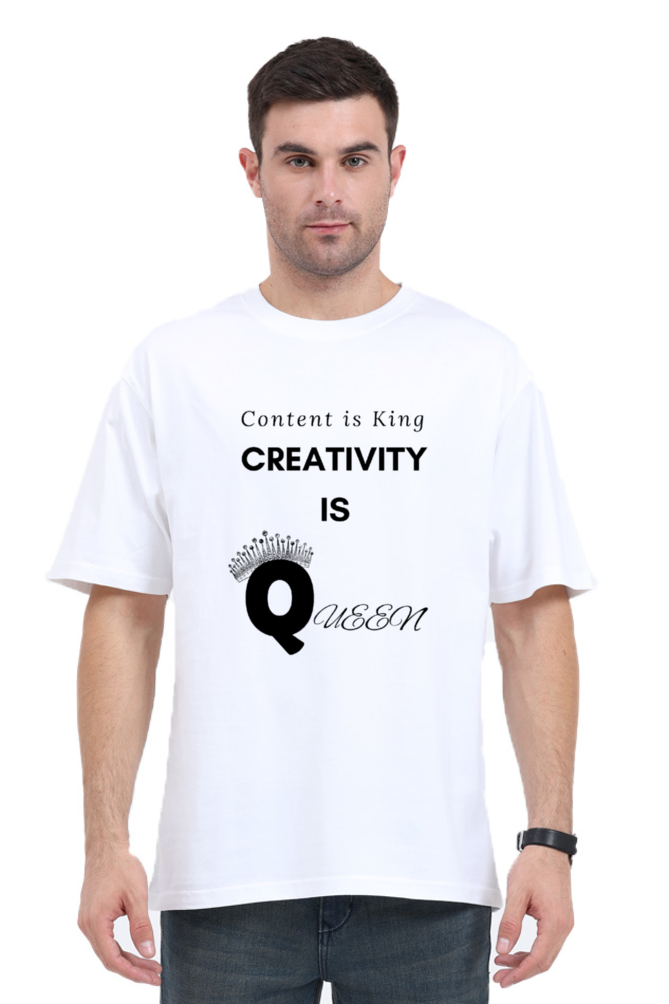 Content is King Creativity is Queen Unisex Lighter Shade Round Neck T-shirt