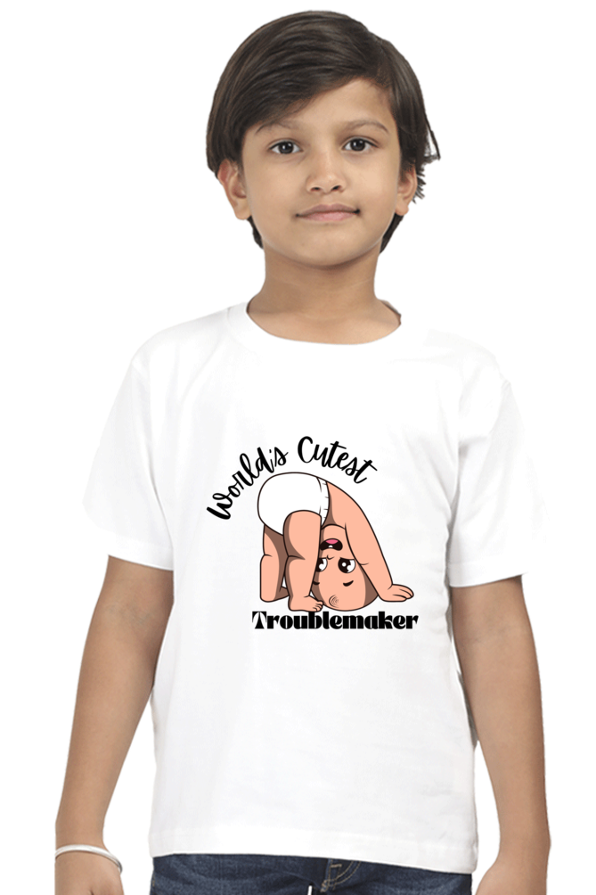 World Cutest Troublemaker Boys Round Neck T-shirt