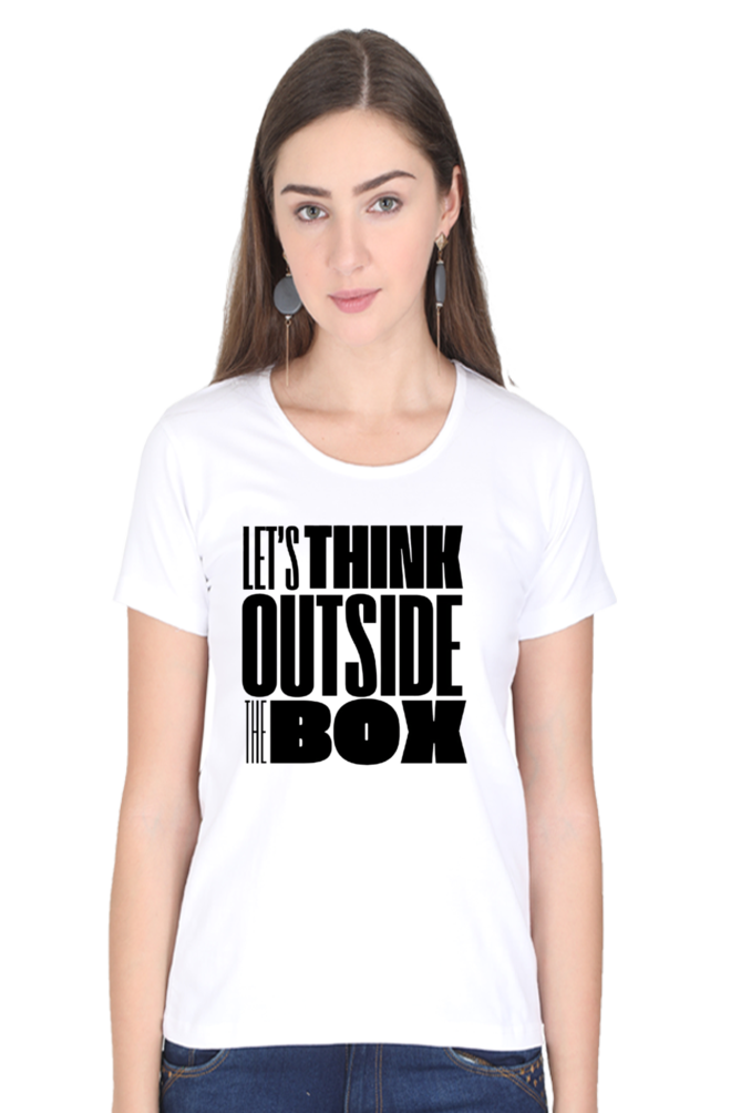 Lets think outside the box Women's Light Shade Round Neck T-shirt