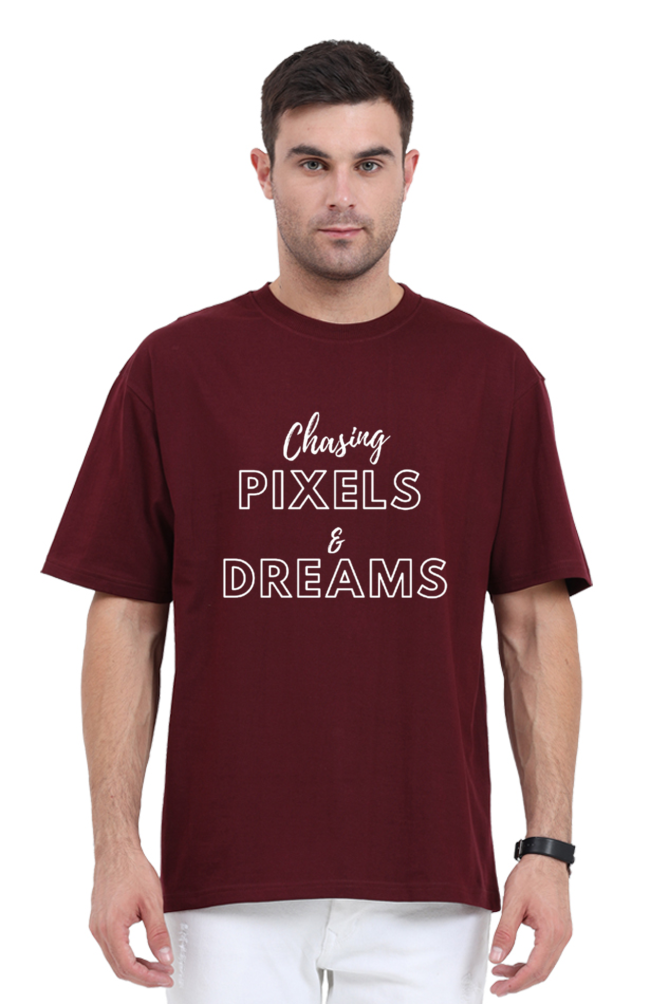 Chasing Pixels and Dreams Unisex Darker Shade Round Neck T-shirt