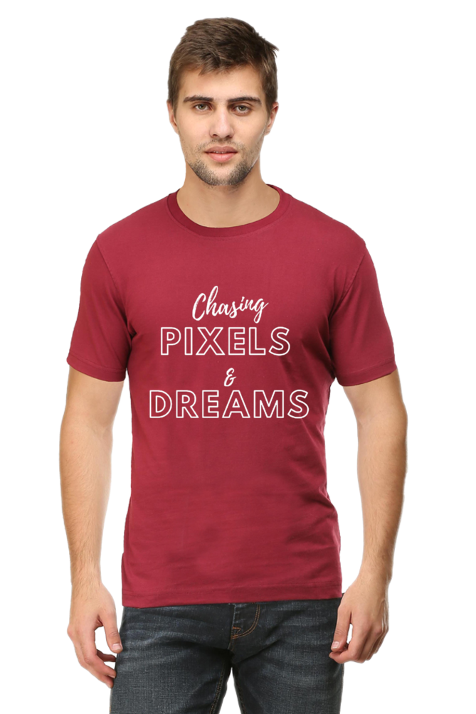 Chasing Pexels and Dreams Men's Darker Shade Round Neck T-shirt