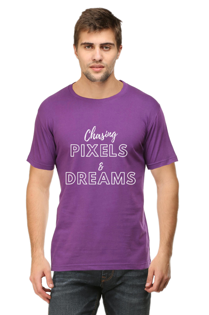 Chasing Pexels and Dreams Men's Darker Shade Round Neck T-shirt