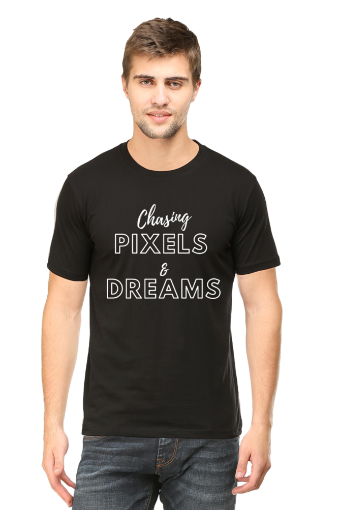 Chasing Pexels and Dreams Men's Darker Shade Round Neck T-shirt