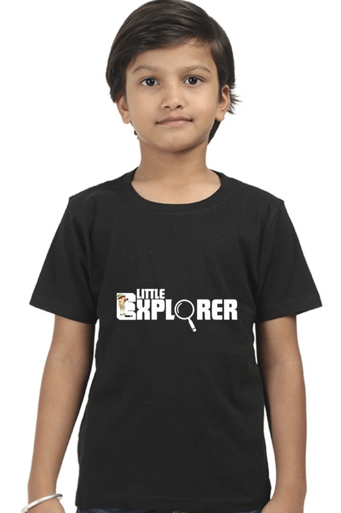 Little Explorer Round Neck Dark Shade T-Shirt for Kids