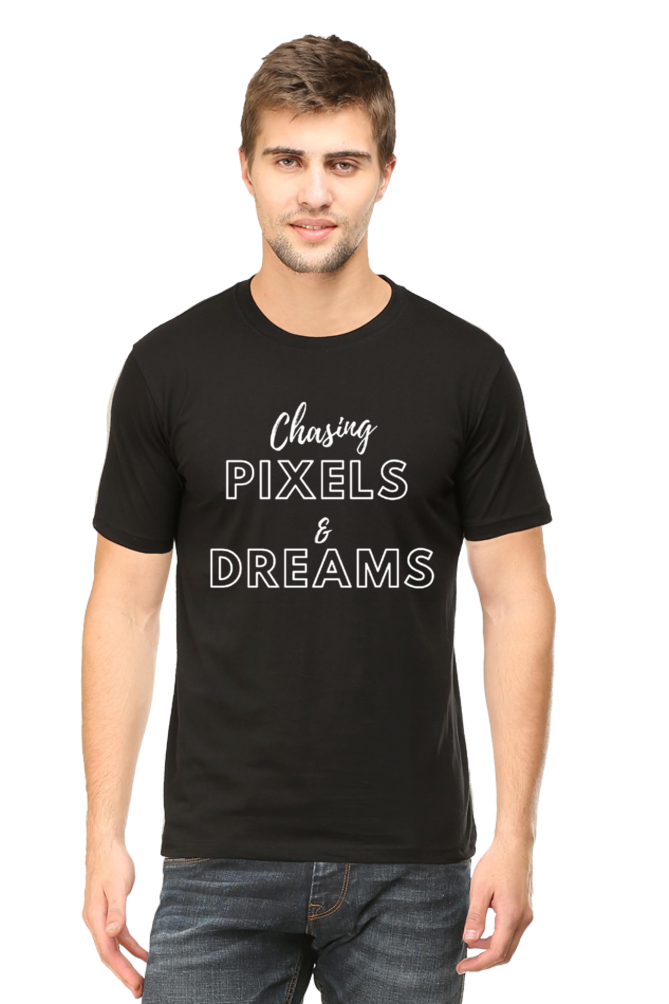 Chasing Pexels and Dreams Men's Darker Shade Round Neck T-shirt