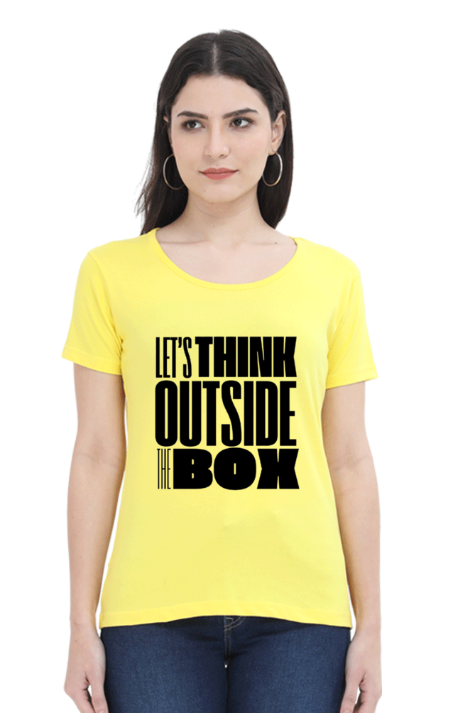 Lets think outside the box Women's Light Shade Round Neck T-shirt