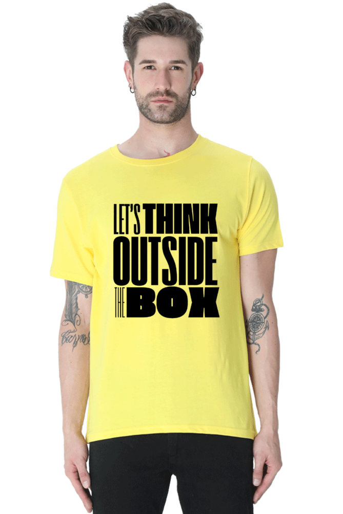 Think Outside The Box Men's Round Neck Lighter Shade T-shirt