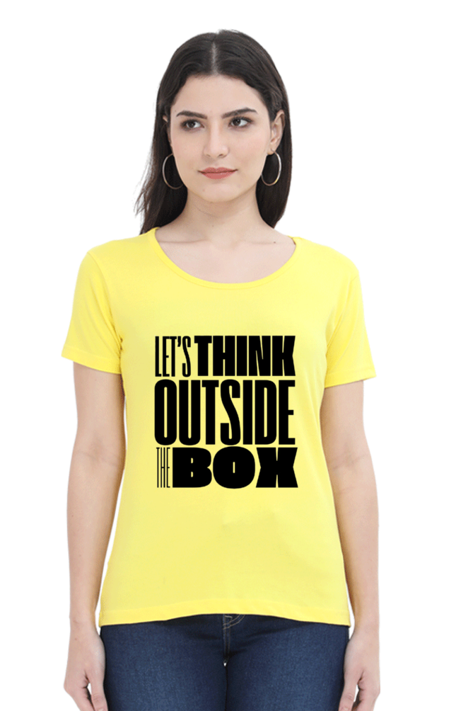 Lets think outside the box Women's Light Shade Round Neck T-shirt