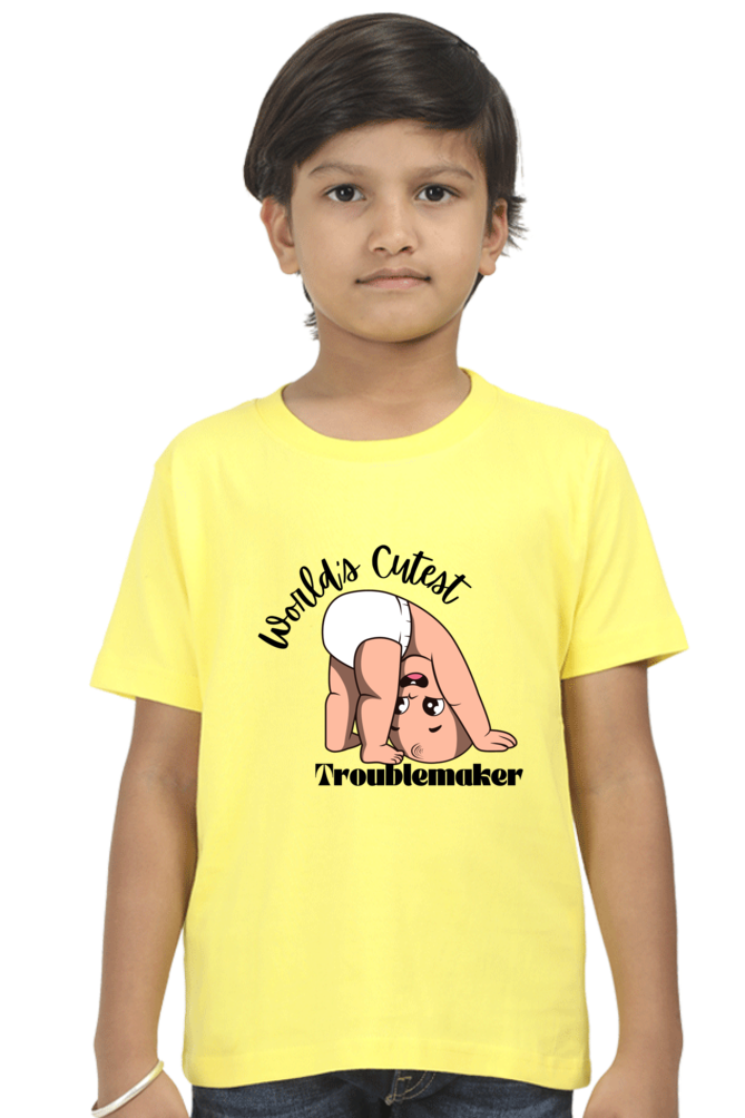 World Cutest Troublemaker Boys Round Neck T-shirt