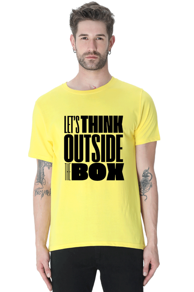 Think Outside The Box Men's Round Neck Lighter Shade T-shirt