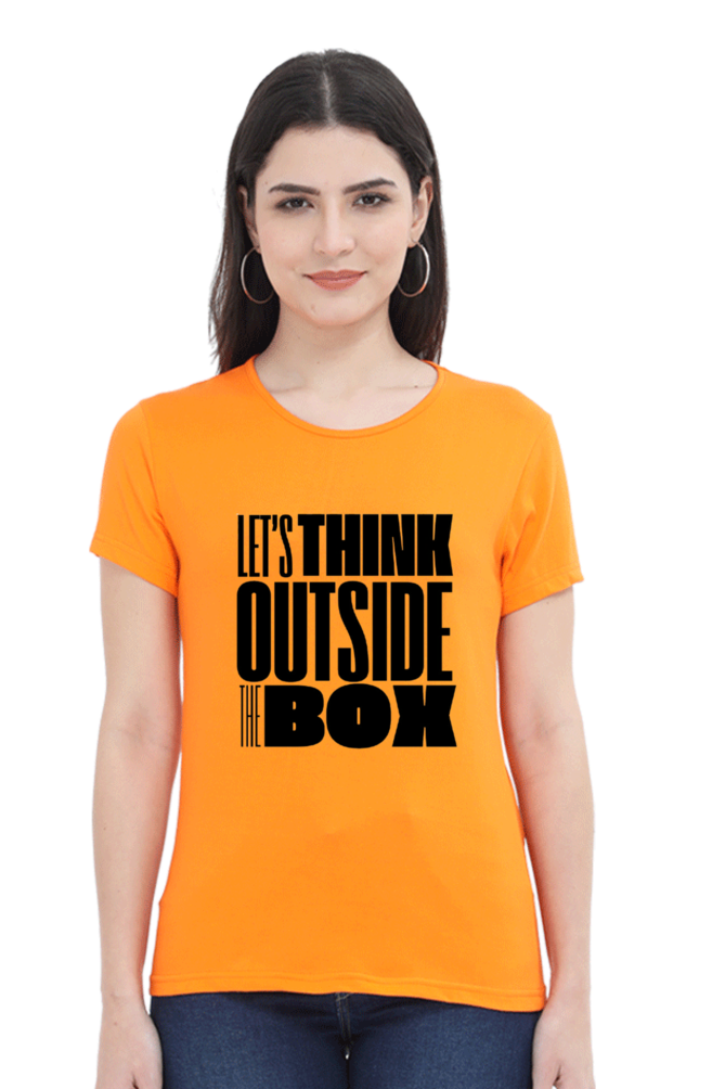 Lets think outside the box Women's Light Shade Round Neck T-shirt