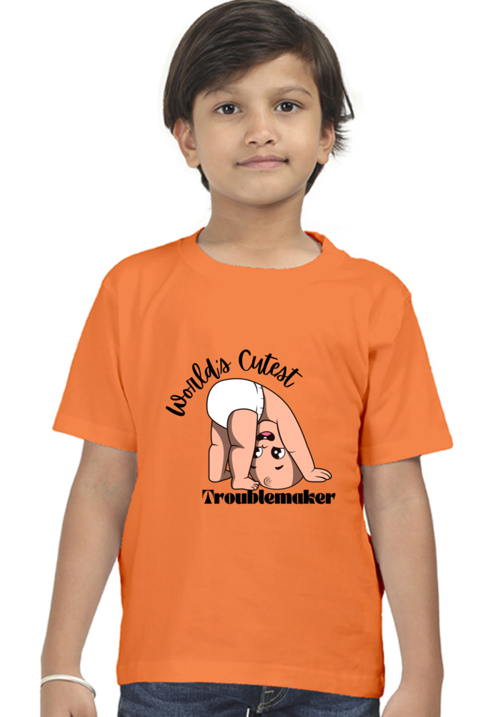 World Cutest Troublemaker Boys Round Neck T-shirt