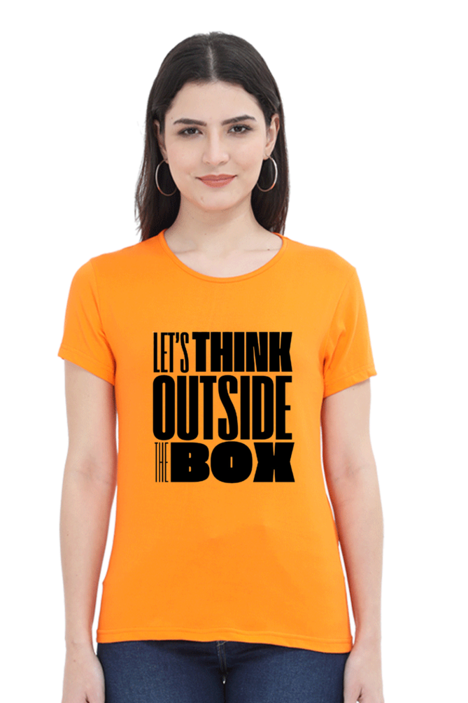 Lets think outside the box Women's Light Shade Round Neck T-shirt