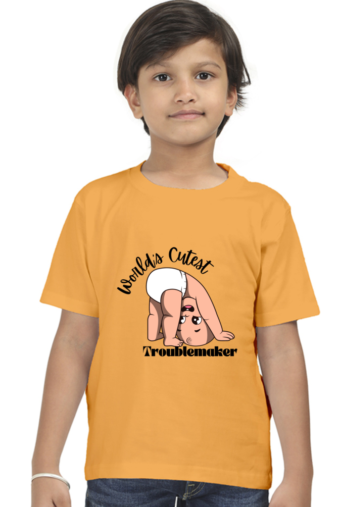 World Cutest Troublemaker Boys Round Neck T-shirt