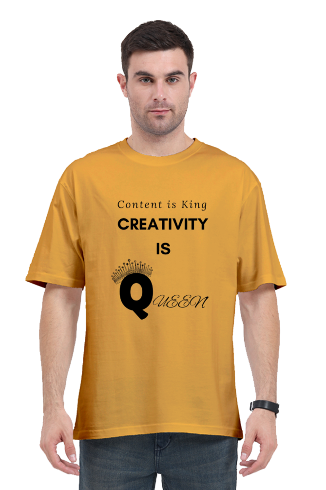 Content is King Creativity is Queen Unisex Lighter Shade Round Neck T-shirt