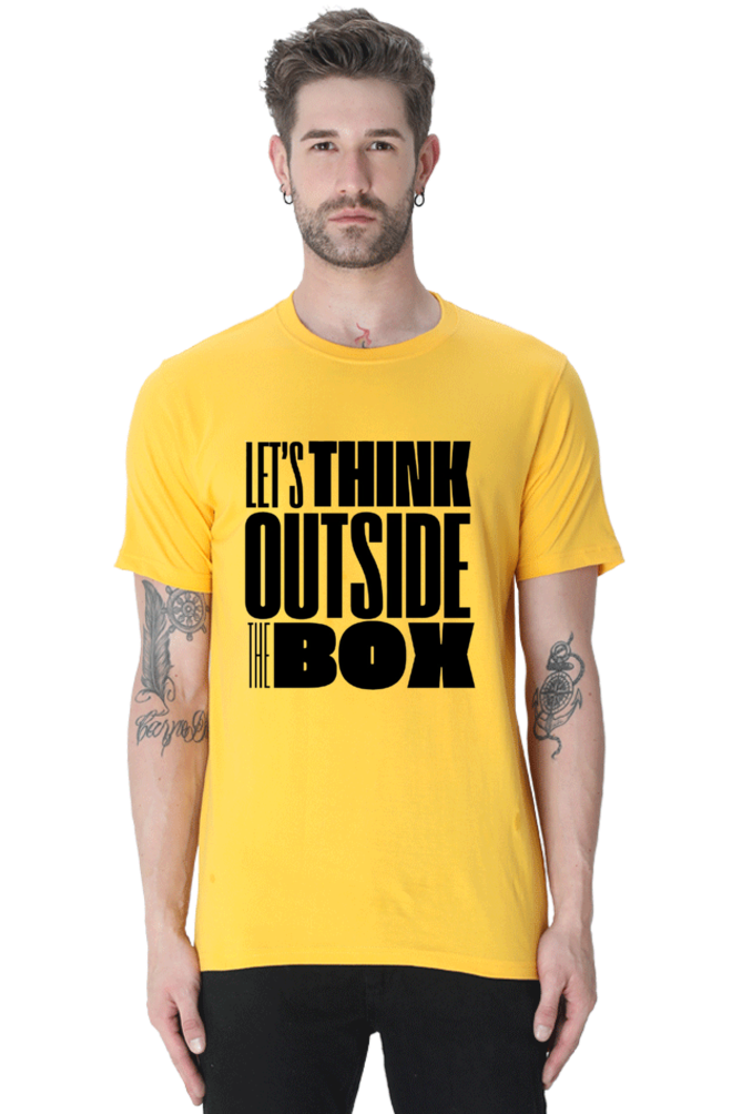 Think Outside The Box Men's Round Neck Lighter Shade T-shirt