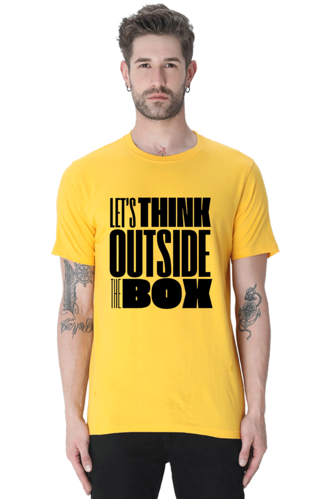 Think Outside The Box Men's Round Neck Lighter Shade T-shirt