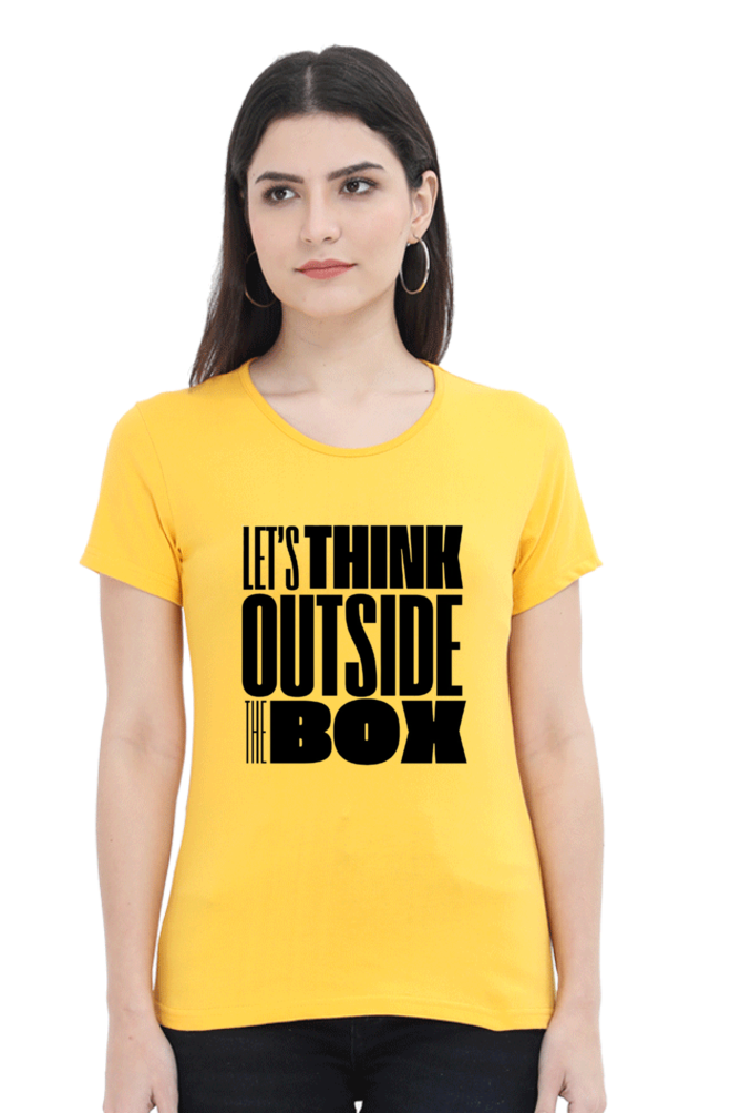 Lets think outside the box Women's Light Shade Round Neck T-shirt
