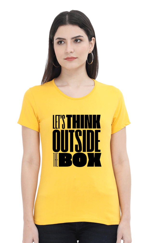 Lets think outside the box Women's Light Shade Round Neck T-shirt