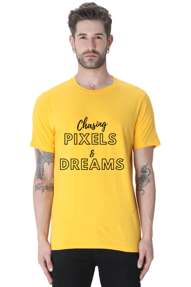 Chasing Pexels and Dream Mens Round Neck Darker Shade T-shirt