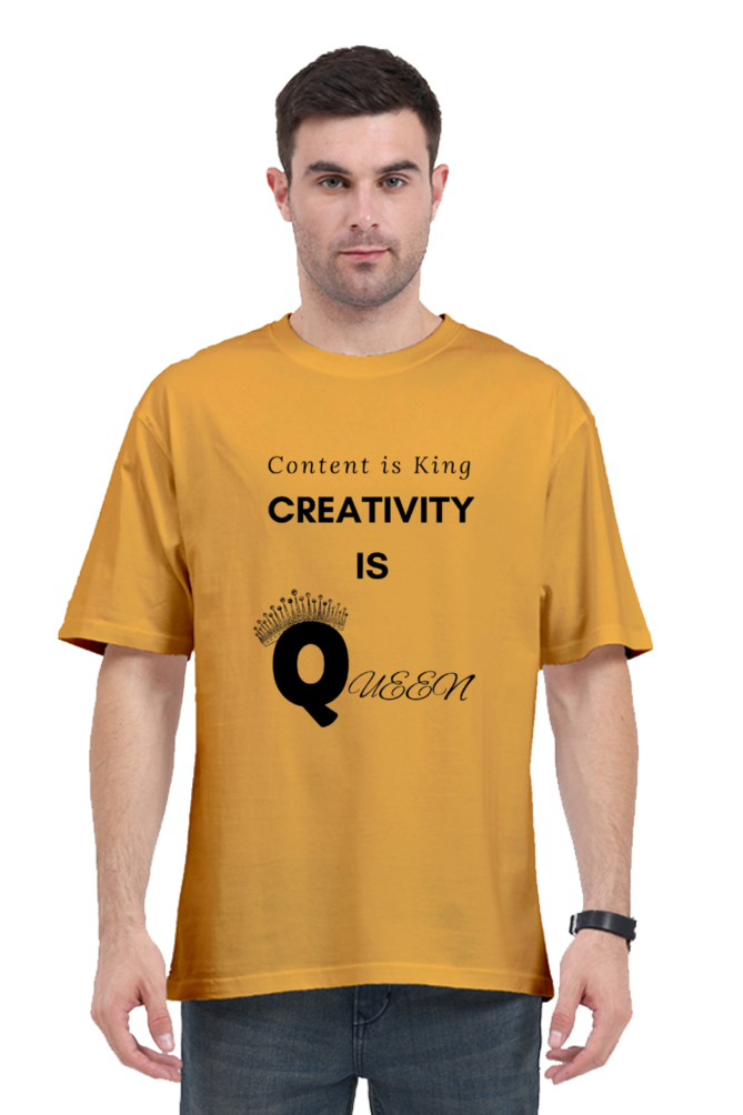 Content is King Creativity is Queen Unisex Lighter Shade Round Neck T-shirt