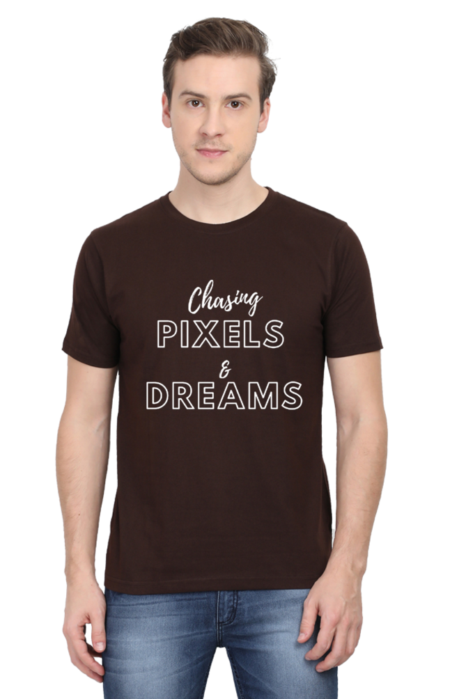 Chasing Pexels and Dreams Men's Darker Shade Round Neck T-shirt
