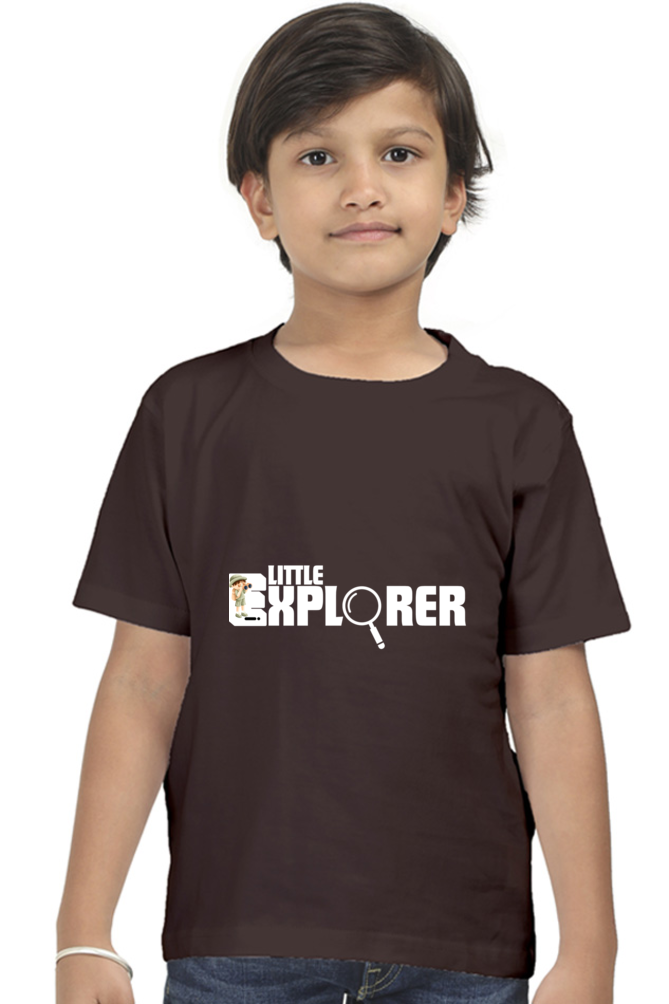 Little Explorer Round Neck Dark Shade T-Shirt for Kids