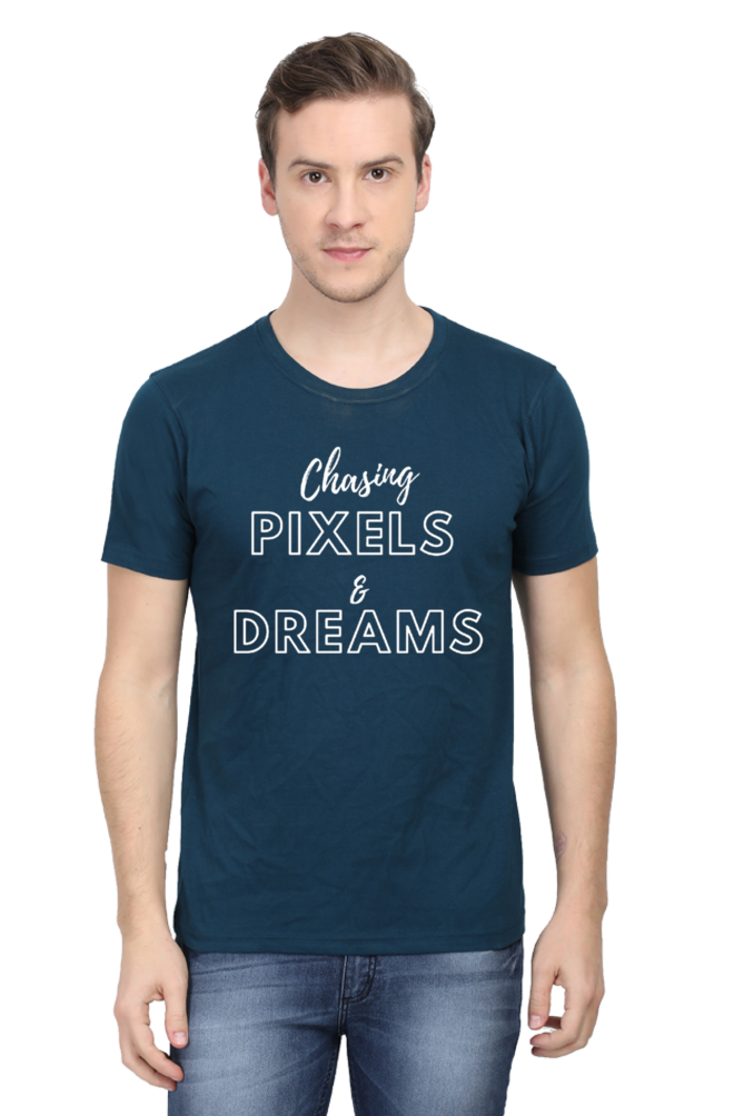 Chasing Pexels and Dreams Men's Darker Shade Round Neck T-shirt
