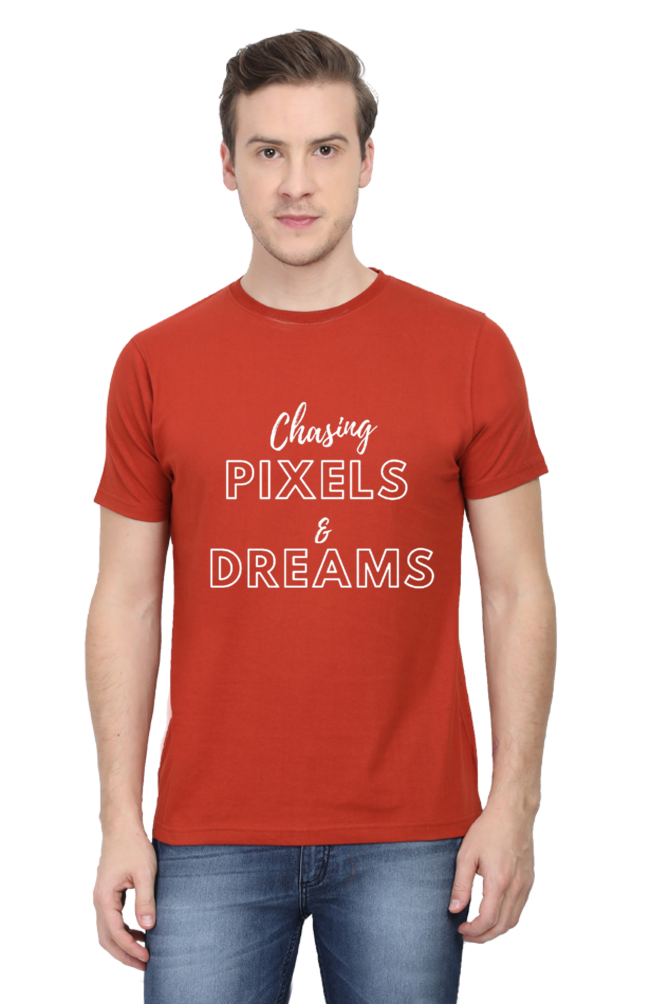 Chasing Pexels and Dreams Men's Darker Shade Round Neck T-shirt