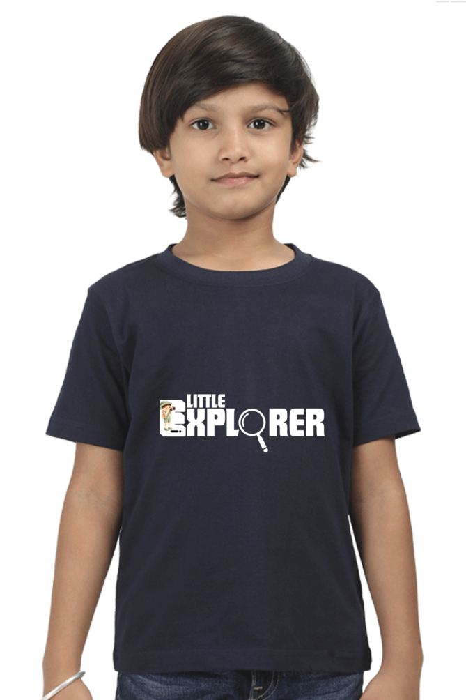 Little Explorer Round Neck Dark Shade T-Shirt for Kids