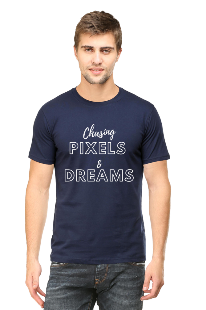 Chasing Pexels and Dreams Men's Darker Shade Round Neck T-shirt