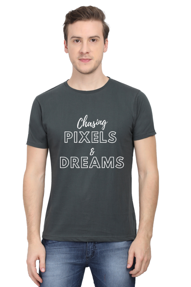 Chasing Pexels and Dreams Men's Darker Shade Round Neck T-shirt
