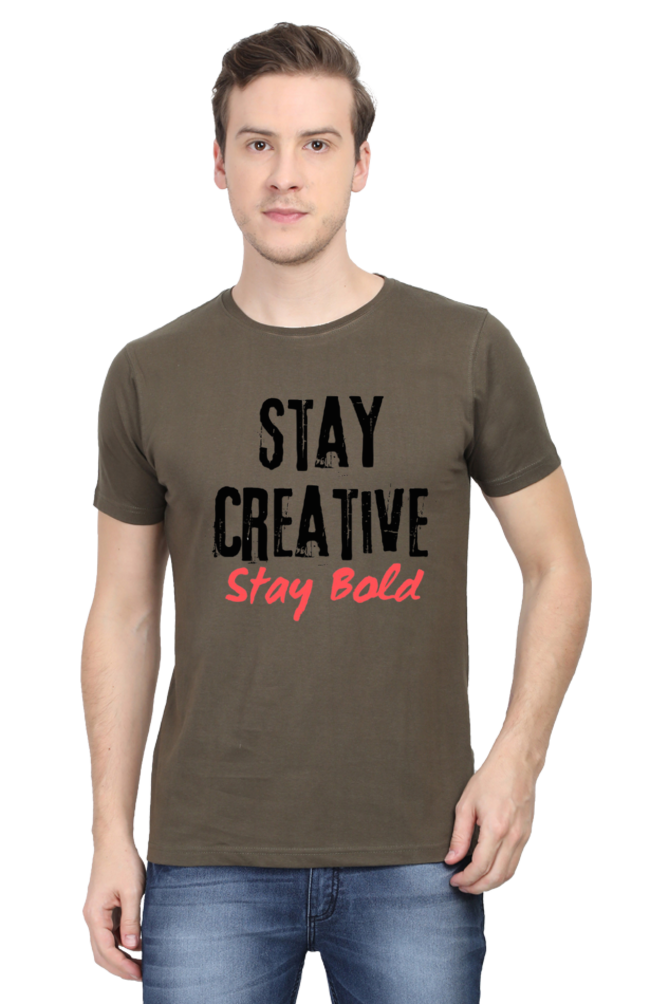 Stay Creative Stay Bold Men's Lighter Shade Round Neck T-shirt