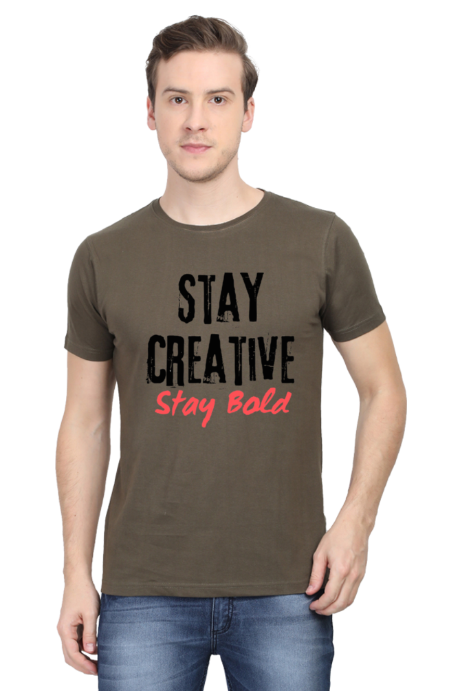 Stay Creative Stay Bold Men's Lighter Shade Round Neck T-shirt