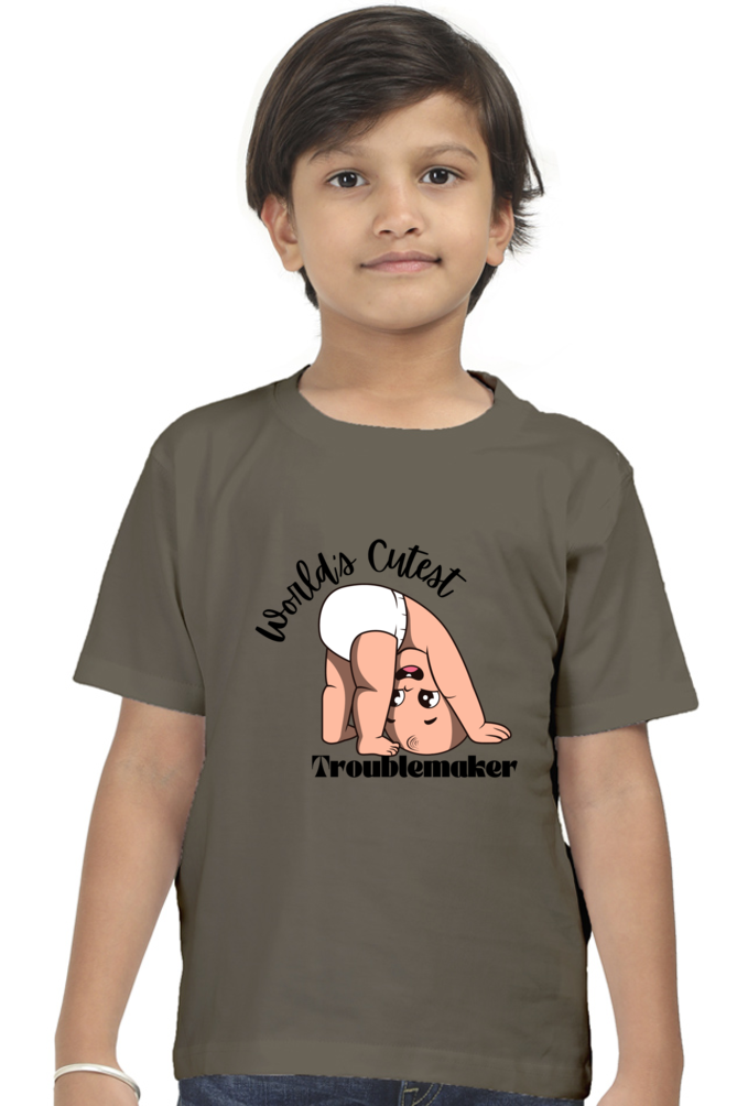 World Cutest Troublemaker Boys Round Neck T-shirt