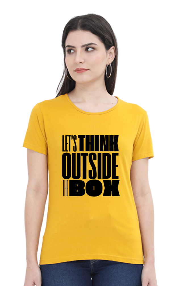 Lets think outside the box Women's Light Shade Round Neck T-shirt