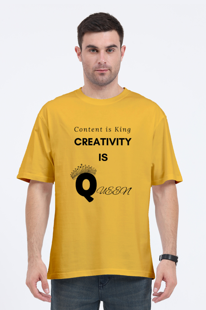 Content is King Creativity is Queen Unisex Lighter Shade Round Neck T-shirt