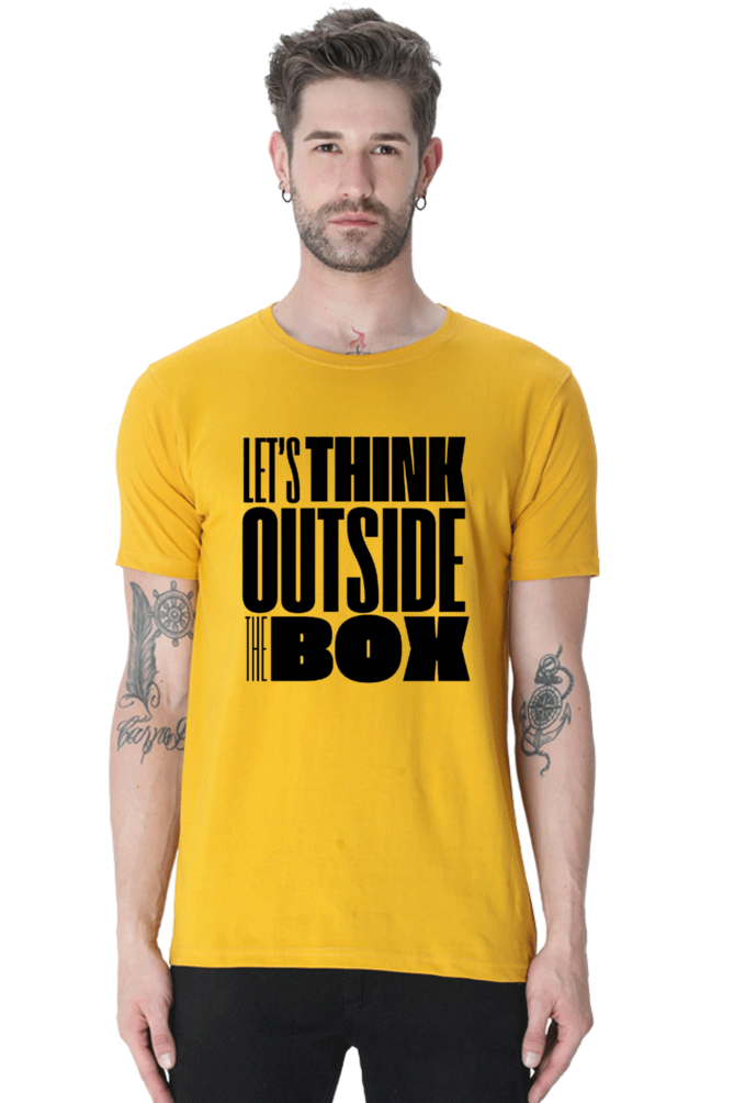 Think Outside The Box Men's Round Neck Lighter Shade T-shirt