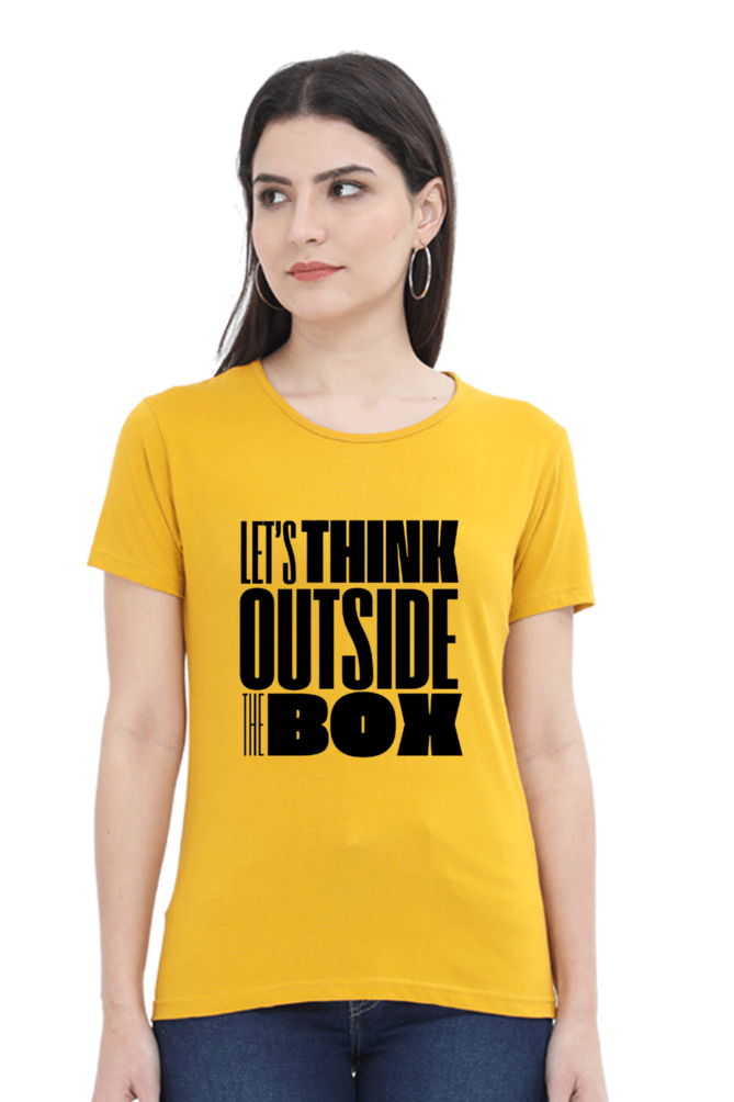 Lets think outside the box Women's Light Shade Round Neck T-shirt