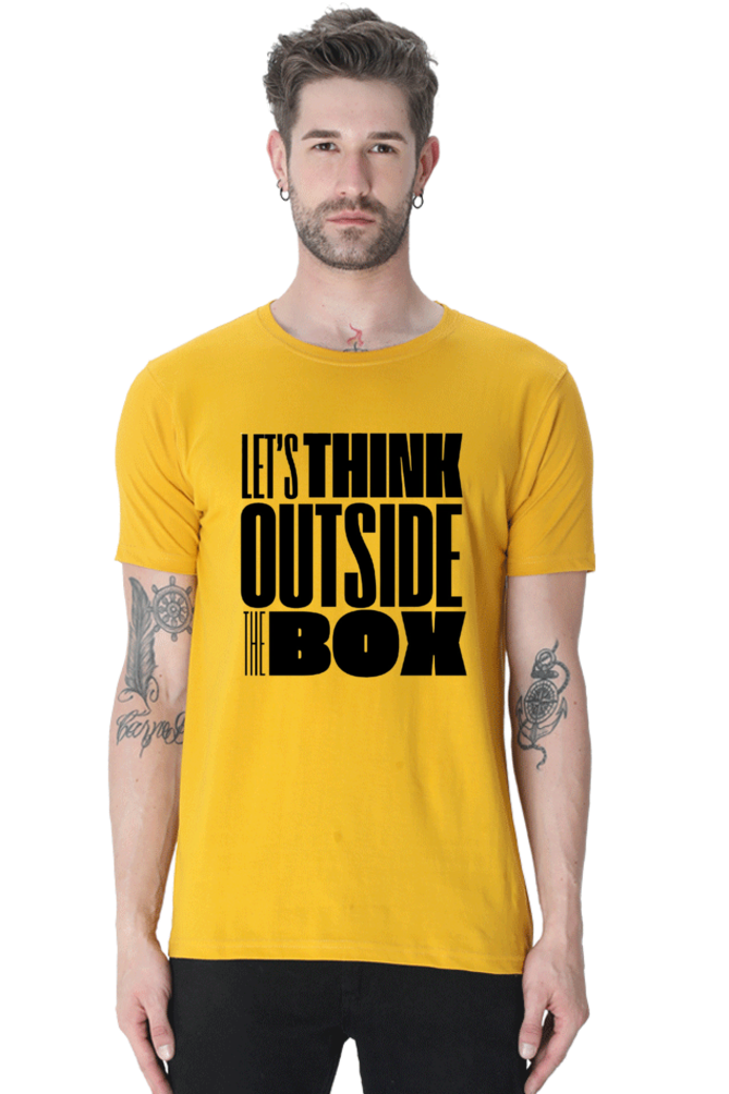 Think Outside The Box Men's Round Neck Lighter Shade T-shirt