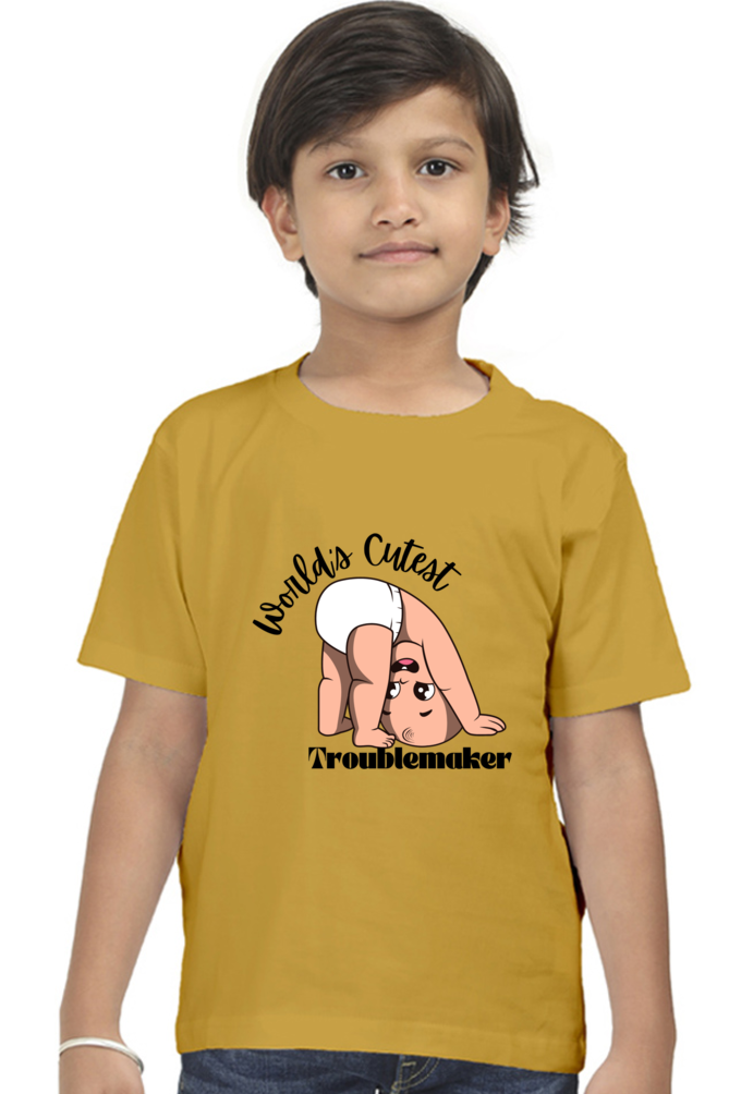 World Cutest Troublemaker Boys Round Neck T-shirt