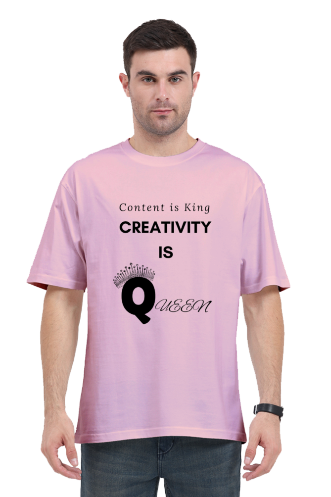 Content is King Creativity is Queen Unisex Lighter Shade Round Neck T-shirt