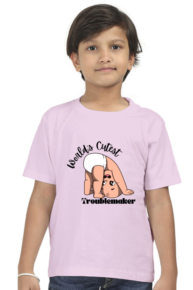 World Cutest Troublemaker Boys Round Neck T-shirt