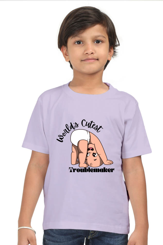 World Cutest Troublemaker Boys Round Neck T-shirt
