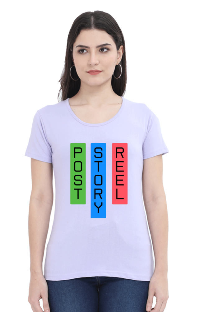 Post Story Reel Womens Round Neck Darker Shade T-shirt