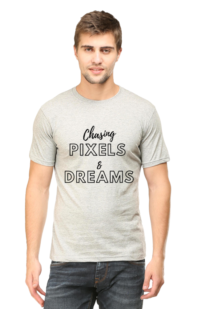 Chasing Pexels and Dream Mens Round Neck Darker Shade T-shirt