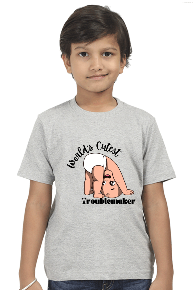 World Cutest Troublemaker Boys Round Neck T-shirt