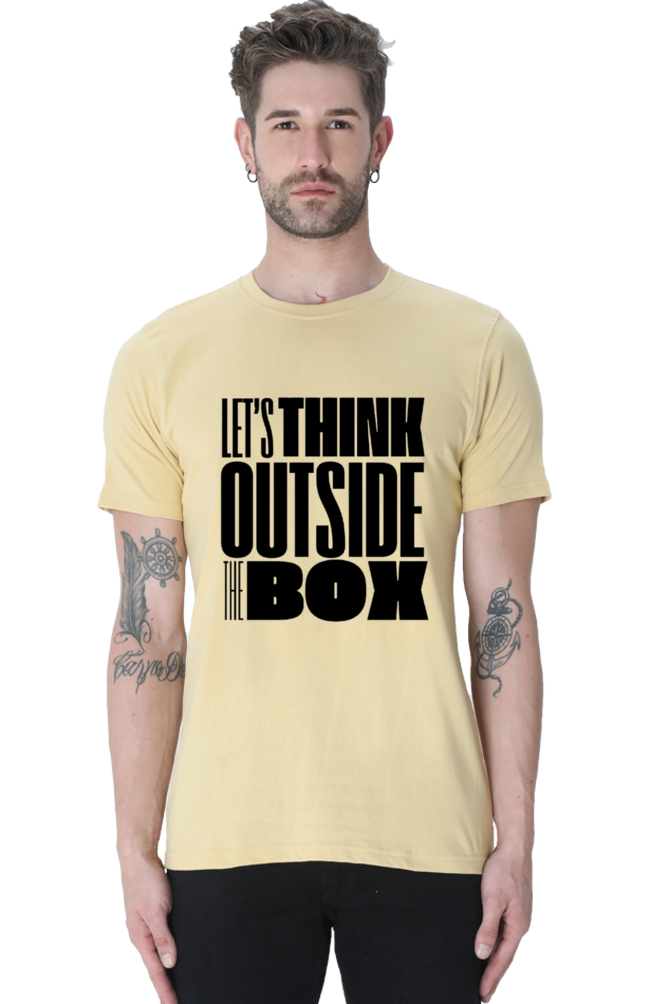 Think Outside The Box Men's Round Neck Lighter Shade T-shirt
