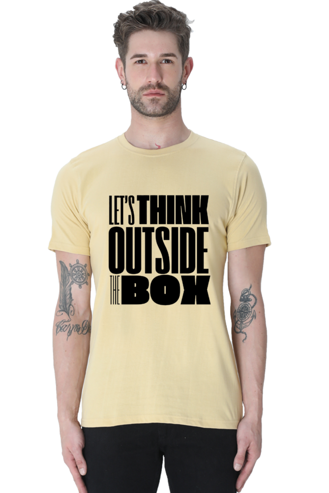 Think Outside The Box Men's Round Neck Lighter Shade T-shirt